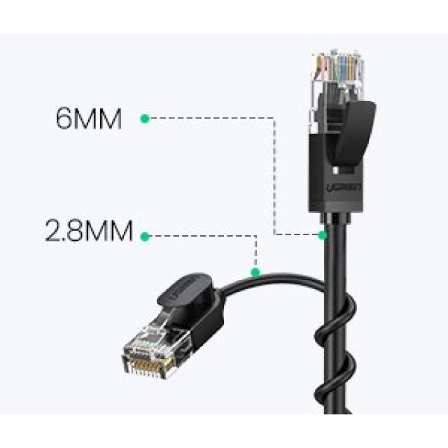 Патчкорд Ugreen RJ45 to RJ45 1000 Mbps 3m Black (6957303876532)