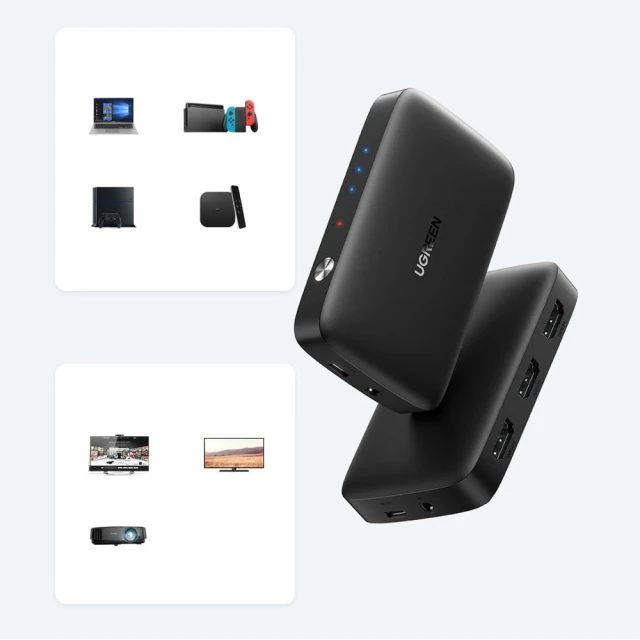 Перемикач Ugreen HDMI to 3x HDMI 4K 30Hz Black (UGR963BLK)