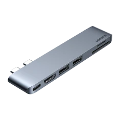 USB-хаб Ugreen CM380 6-in-1 USB-C to 2xUSB-A/USB-C/HDMI/SD/TF Grey (80856-Ugreen)