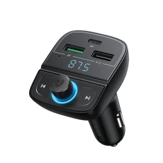 Автомобільний зарядний пристрій Ugreen FM Transmitter 4.8 A MP3 car charger 2x USB-A/USB Type-C/TF/micro SD Black (UGR997BLK)