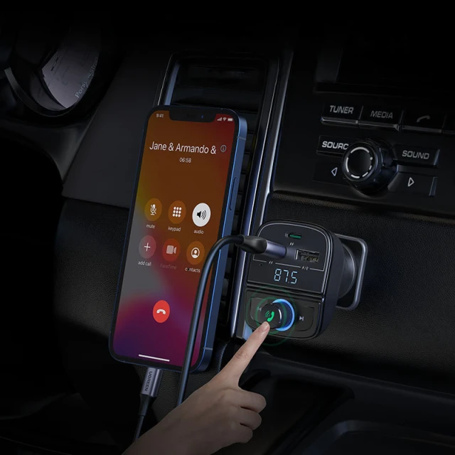 Автомобільний зарядний пристрій Ugreen FM Transmitter 4.8 A MP3 car charger 2x USB-A/USB Type-C/TF/micro SD Black (UGR997BLK)
