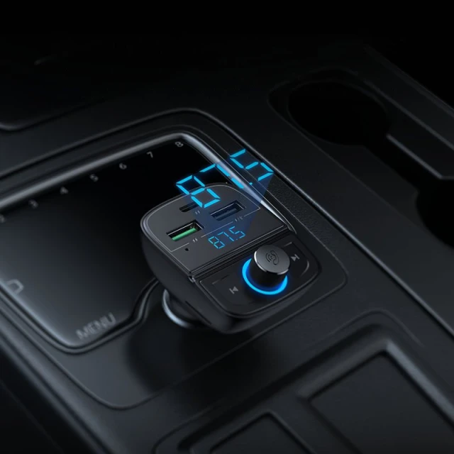 Автомобільний зарядний пристрій Ugreen FM Transmitter 4.8 A MP3 car charger 2x USB-A/USB Type-C/TF/micro SD Black (UGR997BLK)