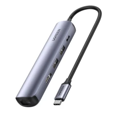 USB-хаб Ugreen USB-C to 2x USB | HDMI 4K | RJ45 | PD 100W Grey (CM418)