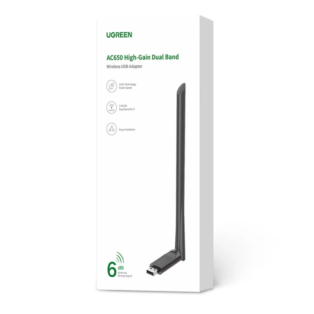 Wi-Fi адаптер Ugreen USB-A Black (6957303893393)