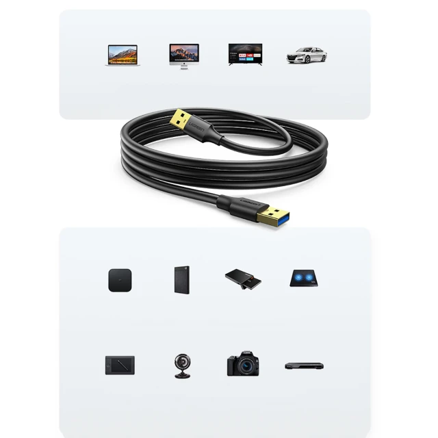 Кабель Ugreen USB-A Cable 3m Black (UGR1324BLK)