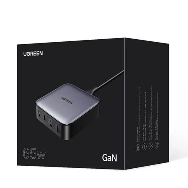 Мережевий подовжувач Ugreen GaN 2x USB-C/2x USB-A 65W 2m Black (6957303897476)
