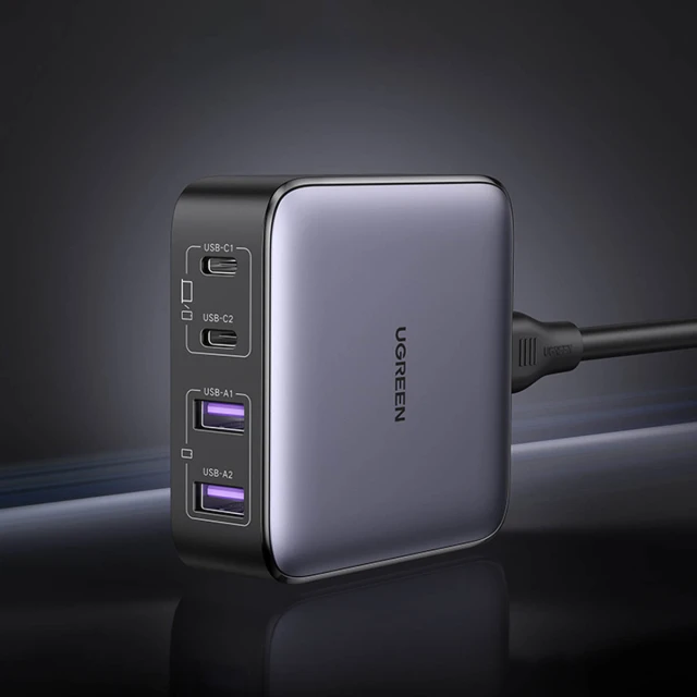 Мережевий подовжувач Ugreen GaN 2x USB-C/2x USB-A 65W 2m Black (6957303897476)