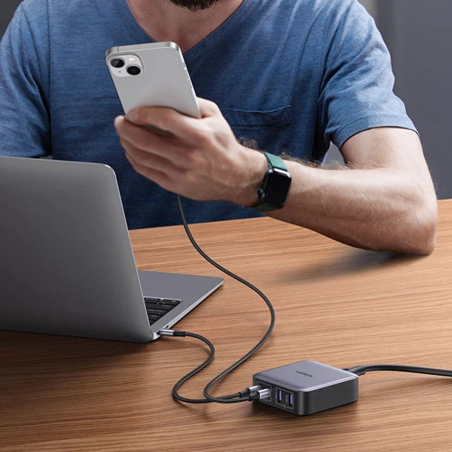 Мережевий подовжувач Ugreen GaN 2x USB-C/2x USB-A 65W 2m Black (6957303897476)