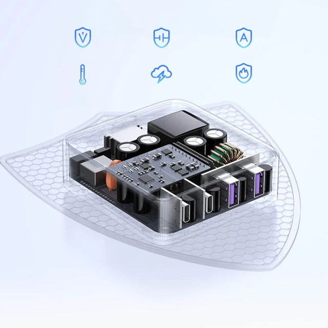 Мережевий подовжувач Ugreen GaN 2x USB-C/2x USB-A 65W 2m Black (6957303897476)