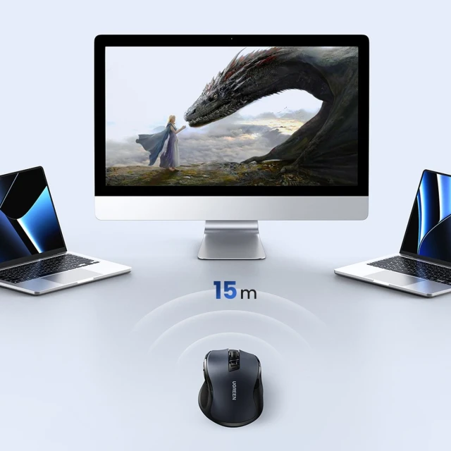 Бездротова миша Ugreen USB 2.4GHz Bluetooth 5.0 4000 DPI Black (6957303898558)
