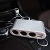 Разветвитель автомобильный HOCO Z13 3в1 с дисплеем + 2x USB A 2.1A Silver (6957531050896)