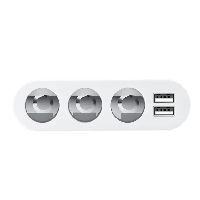 Разветвитель автомобильный HOCO Z13 3в1 с дисплеем + 2x USB A 2.1A Silver (6957531050896)