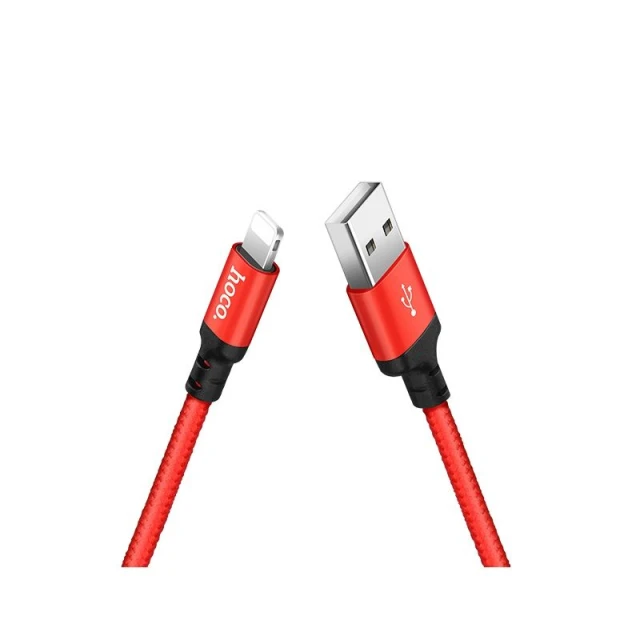 Кабель Hoco X14 USB-A to Lightning 1m Red-Black (6957531062837)