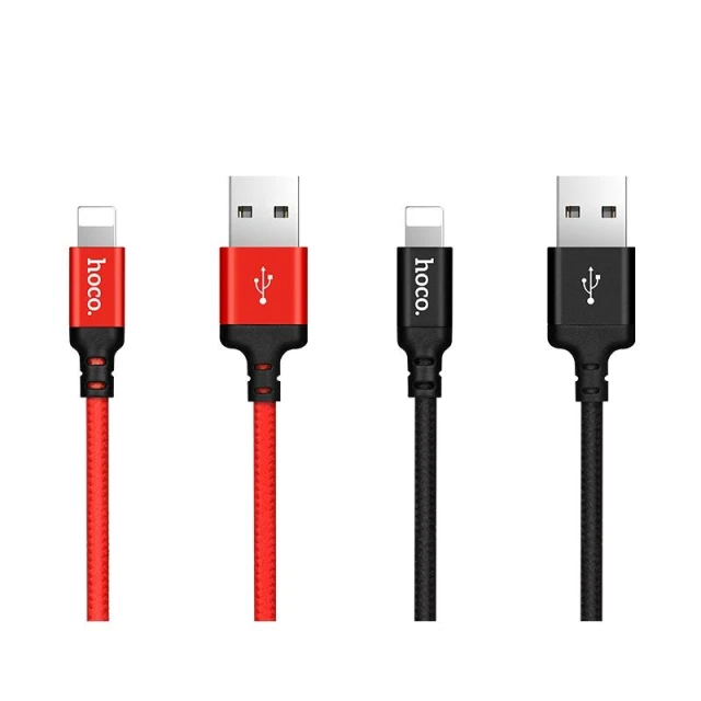 Кабель Hoco X14 USB-A to Lightning 1m Red-Black (6957531062837)