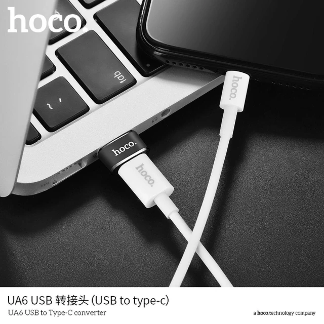 Адаптер OTG Hoco UA6 USB A на USB C Black (6957531064138)