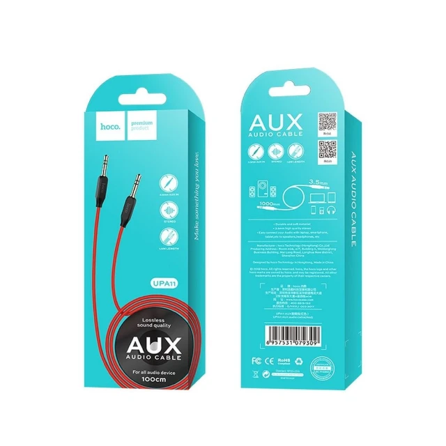 Кабель Hoco UPA11 AUX 3.5mm to 3.5mm Black (6957531079293)