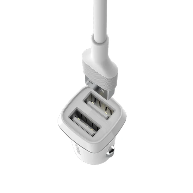 Автомобильное зарядное устройство Borofone BZ2 2x USB с кабелем Lightning White (BFO-BZ2-L-W)