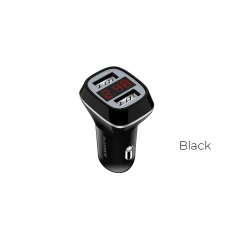 Автомобільний зарядний пристрій Borofone 2x USB з LCD-дисплеєм Black (BFO-BZ3-B)