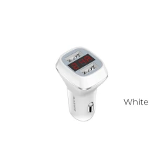 Автомобільний зарядний пристрій Borofone BZ3 2x USB з дисплеєм LCD White (BFO-BZ3-W)