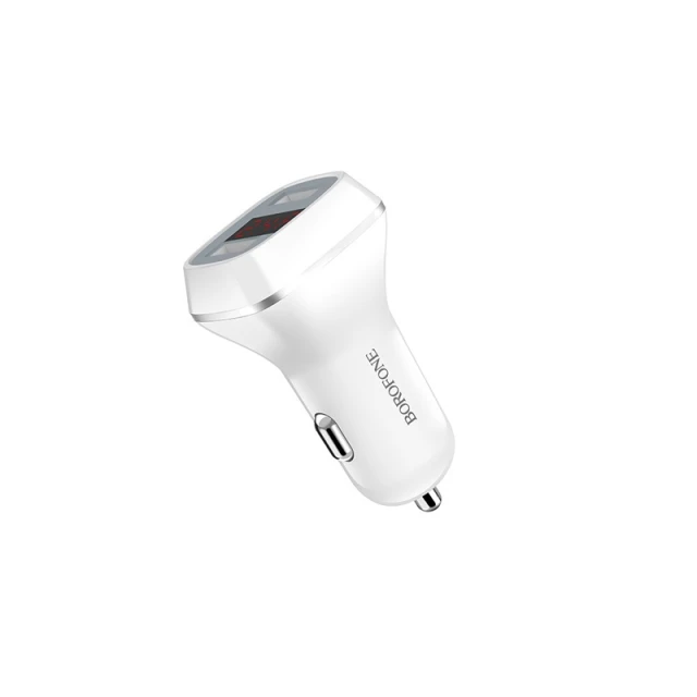 Автомобильное зарядное устройство Borofone BZ3 2x USB с дисплеем LCD White (BFO-BZ3-W)