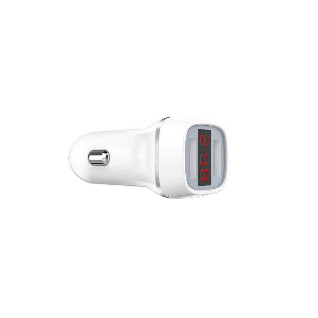 Автомобильное зарядное устройство Borofone BZ3 2x USB с дисплеем LCD White (BFO-BZ3-W)