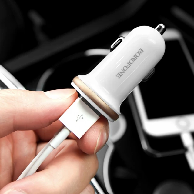 Автомобільний зарядний пристрій Borofone 2x USB White (BFO-BZ5-W)