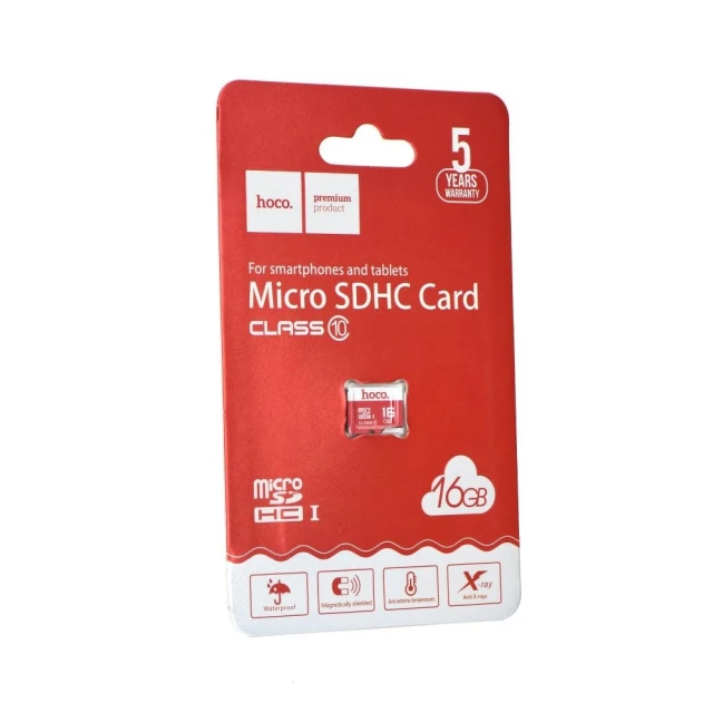 Карта памяти Hoco microSD 16GB Class 10 Red (6957531085805)