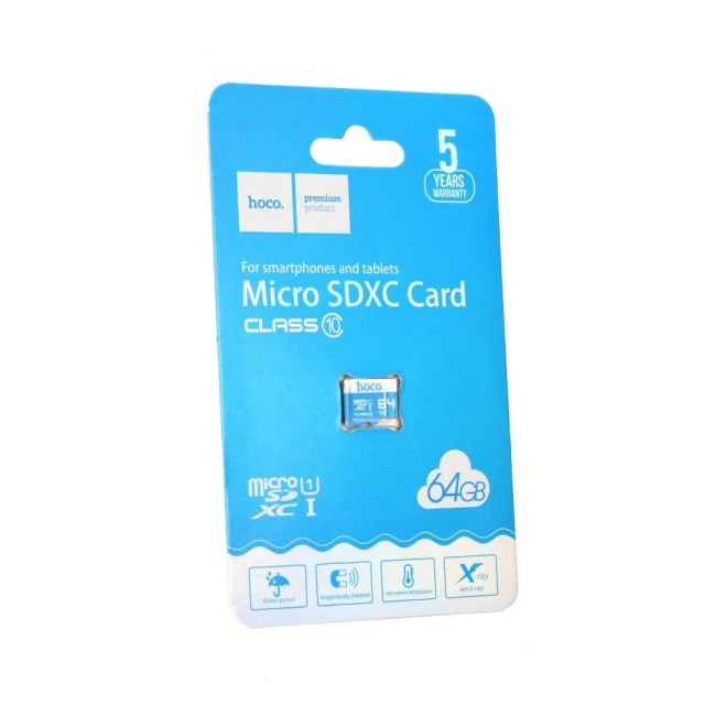 Карта пам'яті Hoco microSD 64GB Class 10 Blue (6957531085829)