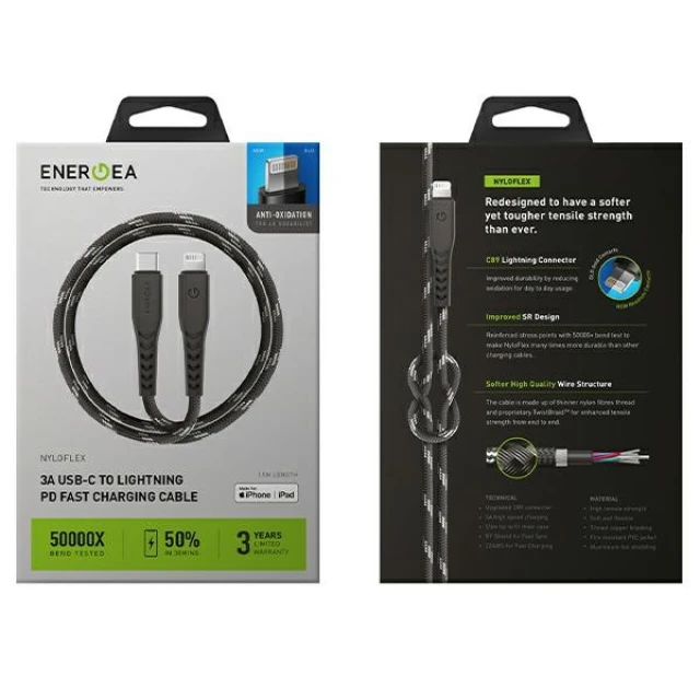Кабель Energea Nyloflex USB-C до Lightning C94 MFI 3m Black (CBL-NFCL-BLK300)