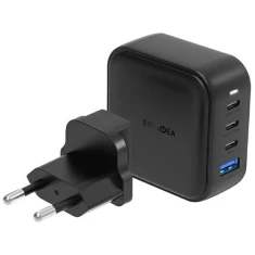 Зарядний пристрій Energea Travelite GAN100 1xUSB+3xUSB-C PD-PPS-QC 3.0 100W 3C1A US+EU Black (CHR-TL-GAN100EU)