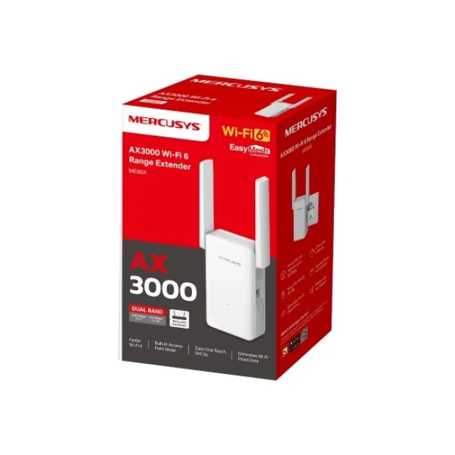 USB Mercusys Wi-Fi адаптер ME80X AX3000 Wi-Fi 6 двопасмовий White (6957939001094)