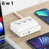 Мережевий подовжувач Usams CC160 65W Super Si FC USB Extension Socket EU 2xUSB-C | USB-A | 3x220V White (CC160TC01)