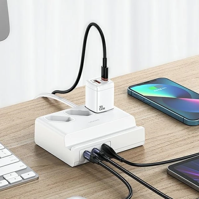 Мережевий подовжувач Usams CC160 65W Super Si FC USB Extension Socket EU 2xUSB-C | USB-A | 3x220V White (CC160TC01)