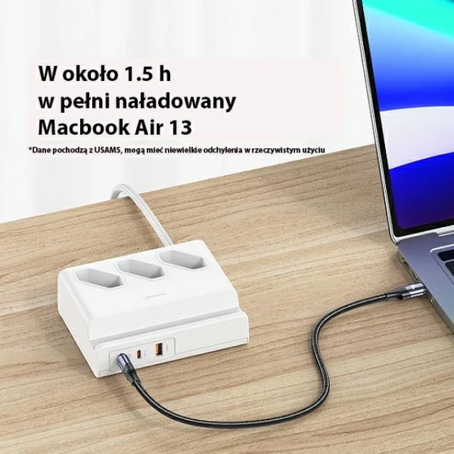 Мережевий подовжувач Usams CC160 65W Super Si FC USB Extension Socket EU 2xUSB-C | USB-A | 3x220V White (CC160TC01)