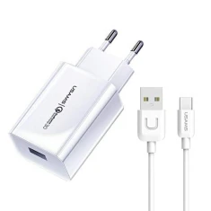 Мережевий зарядний пристрій Usams T22 QC 18W USB-A White with USB-A to USB-C Cable (T48OCLN01) 