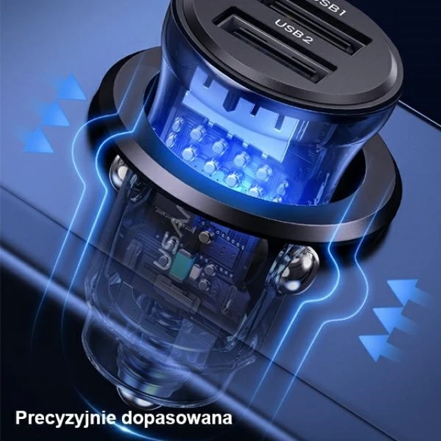 Автомобільний зарядний пристрій Usams US-CC162 C31 FC/QC 3A 2xUSB-A Black (CC162CC01)