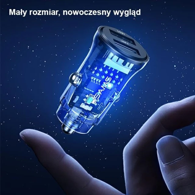 Автомобільний зарядний пристрій Usams US-CC162 C31 FC/QC 3A 2xUSB-A Black (CC162CC01)