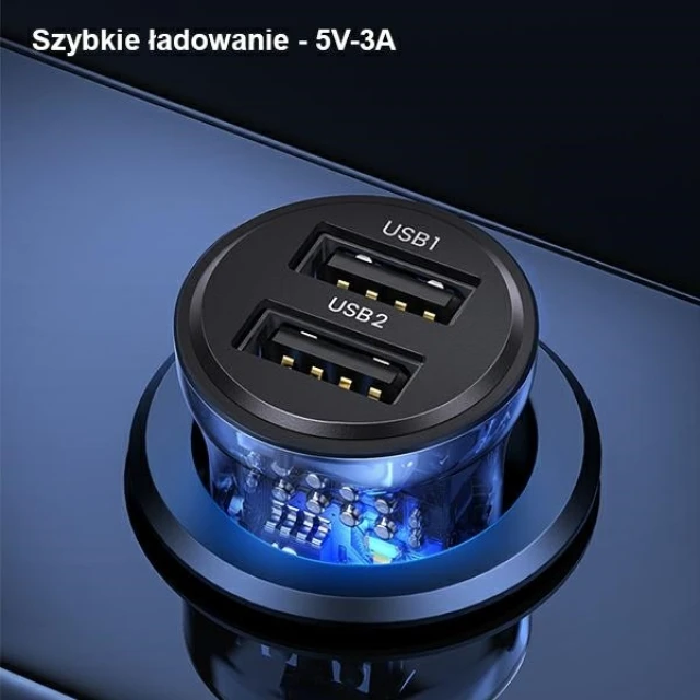 Автомобільний зарядний пристрій Usams US-CC162 C31 FC/QC 3A 2xUSB-A Black (CC162CC01)