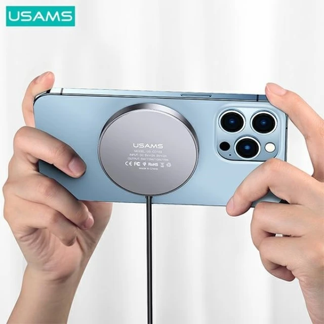 Бездротовий зарядний пристрій Usams US-CD183 FC 15W Black with MagSafe (CD183CDX01)