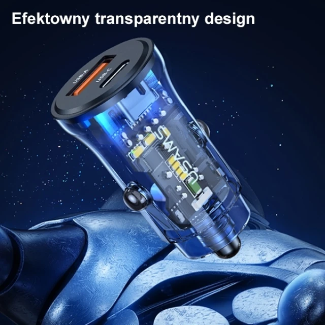 Автомобільний зарядний пристрій Usams US-CC164 C32 PD/QC 30W USB-C | USB-A Black (CC164CC01)