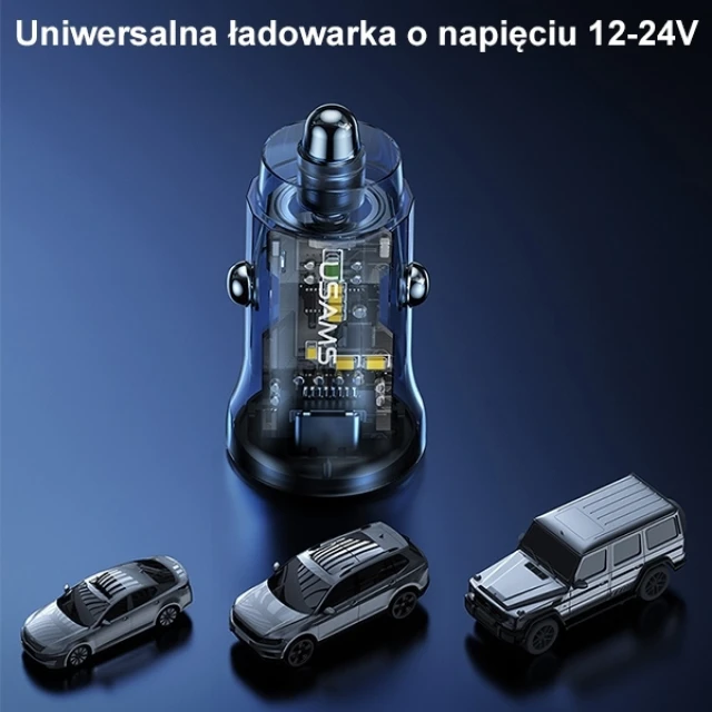 Автомобільний зарядний пристрій Usams US-CC164 C32 PD/QC 30W USB-C | USB-A Black (CC164CC01)