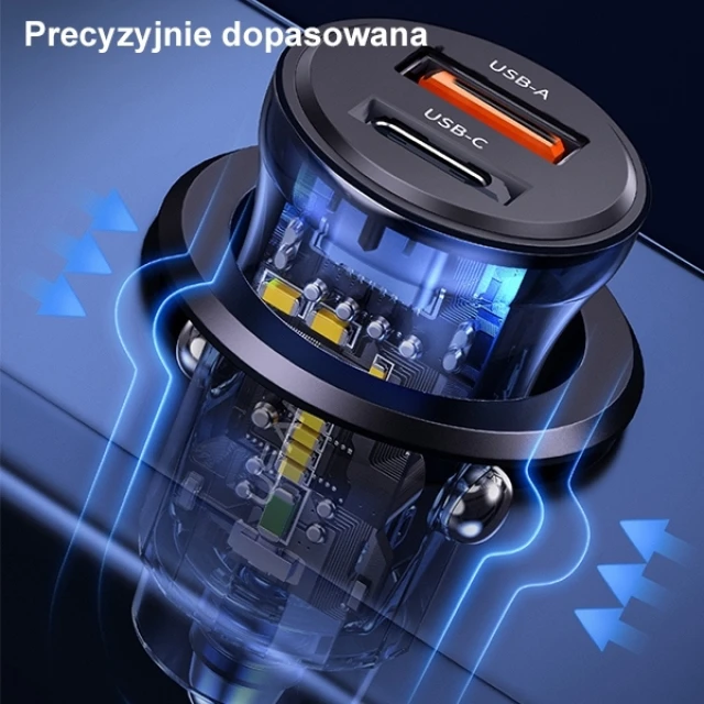 Автомобильное зарядное устройство Usams US-CC164 C32 PD/QC 30W USB-C | USB-A Blue (CC164CC02)