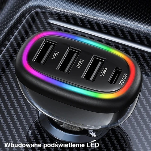 Автомобильное зарядное устройство Usams US-CC170 C34 PD 48W USB-C | 3xUSB-A Black (CC170CC01)
