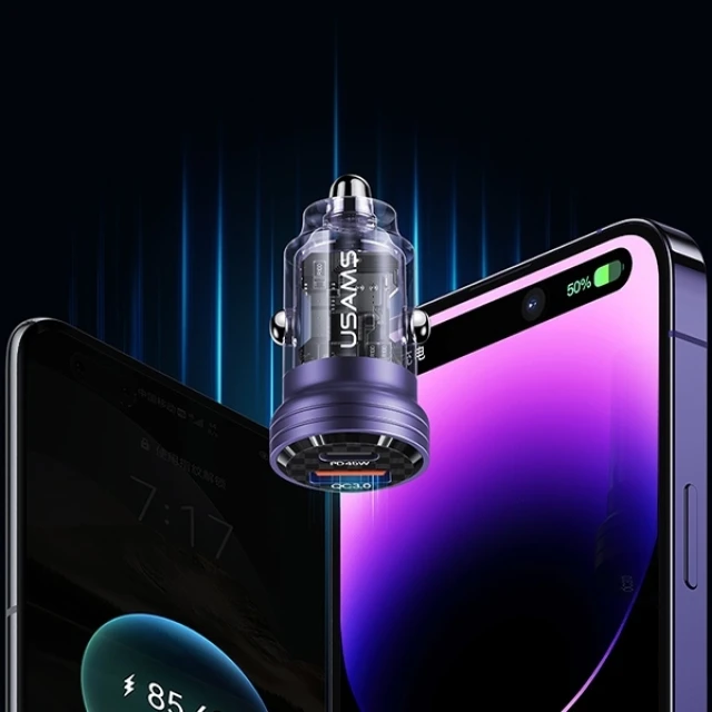 Автомобільний зарядний пристрій Usams US-CC175 C35 PD/FC/QC 45W USB-A | USB-C Black (CC175CC01)