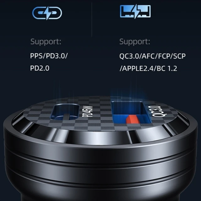 Автомобільний зарядний пристрій Usams US-CC175 C35 PD/FC/QC 45W USB-A | USB-C Black (CC175CC01)