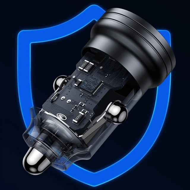 Автомобільний зарядний пристрій Usams US-CC175 C35 PD/FC/QC 45W USB-A | USB-C Black (CC175CC01)