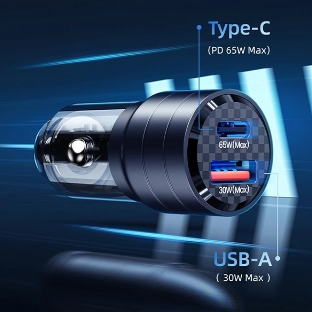Автомобільний зарядний пристрій Usams US-CC176 C36 PD/FC/QC 95W USB-A | USB-C Black (CC176CC01)