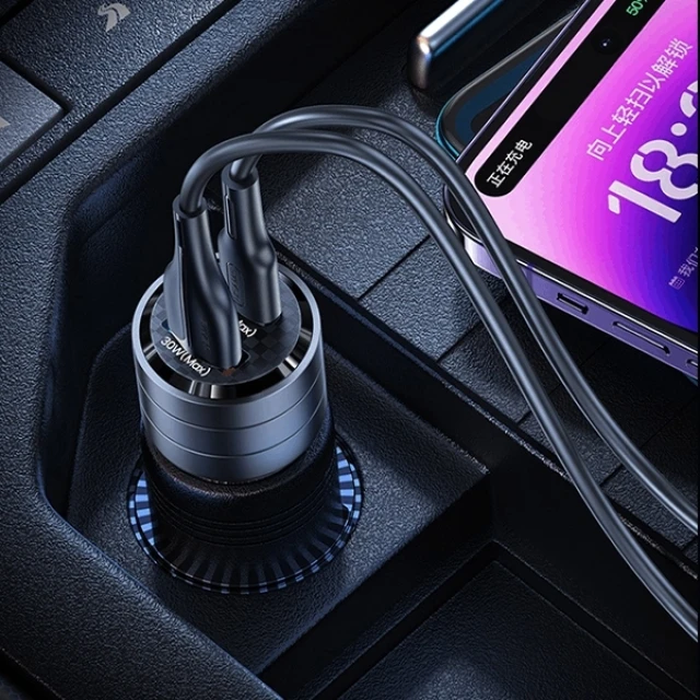 Автомобільний зарядний пристрій Usams US-CC176 C36 PD/FC/QC 95W USB-A | USB-C Black (CC176CC01)