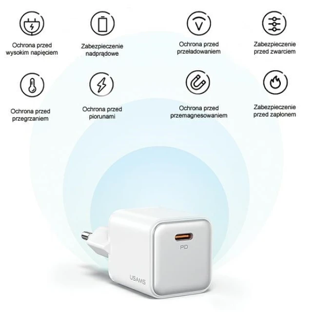 Мережевий зарядний пристрій Usams US-CC186 X-ron Series PD 30W USB-C White (CC186TC02)