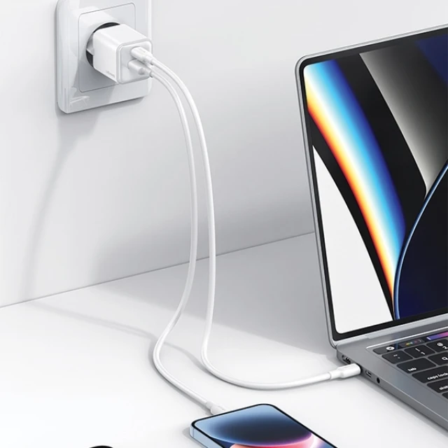 Мережевий зарядний пристрій Usams US-CC189 X-ron Series PD/FC/QC 30W USB-A | USB-C White (CC189TC02)